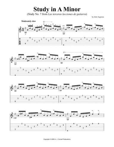 Study in A Minor (Study No. 7 from Las terceras lecciones de guitarra) (arr. A. J. Cornell Publications)