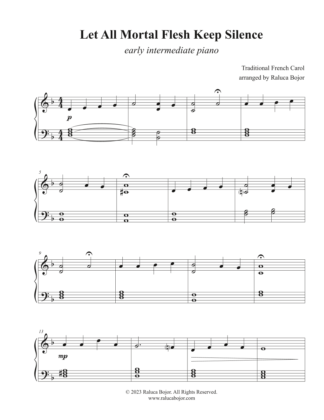 Let All Mortal Flesh Keep Silence (early intermediate) (arr. Raluca Bojor)
