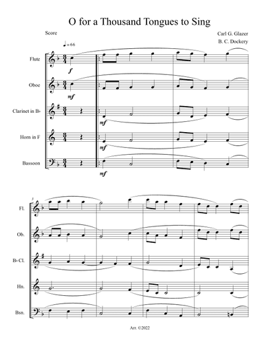 O for a Thousand Tongues to Sing (Woodwind Quintet) (arr. B. C. Dockery)