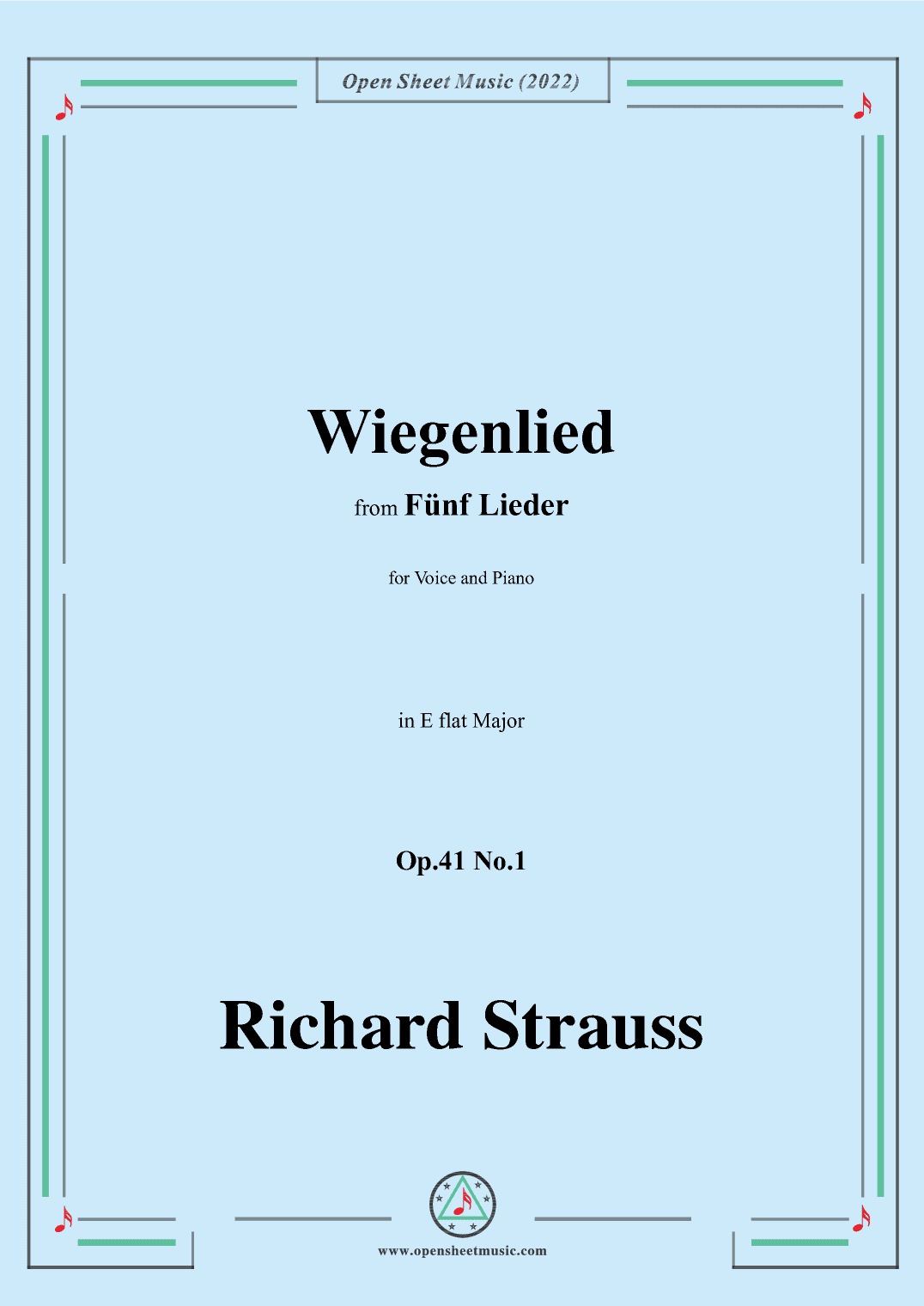 Richard Strauss-Wiegenlied,in E flat Major,Op.41 No.1 (arr. OSM Press)