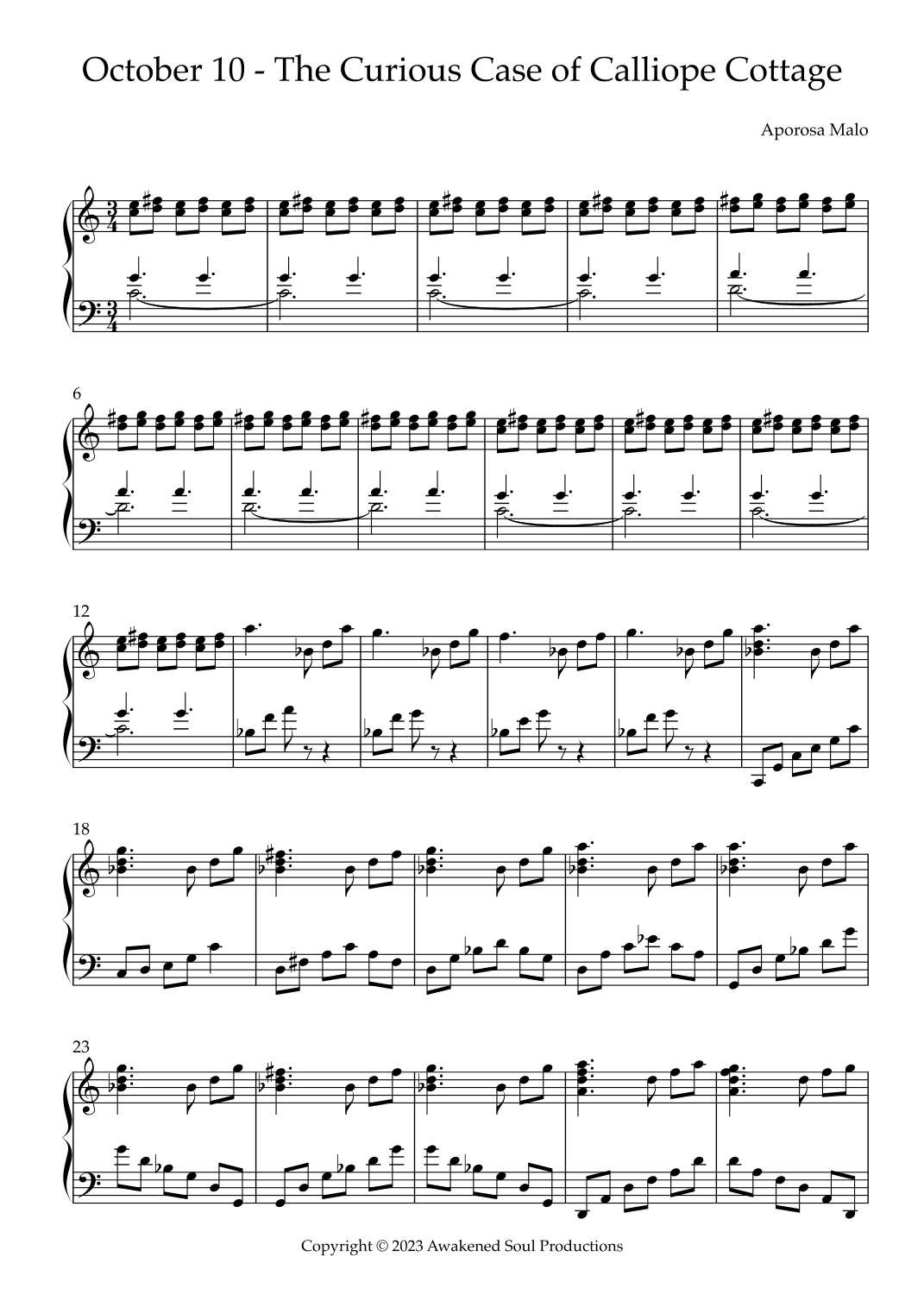 October 10 - The Curious Case of Calliope Cottage