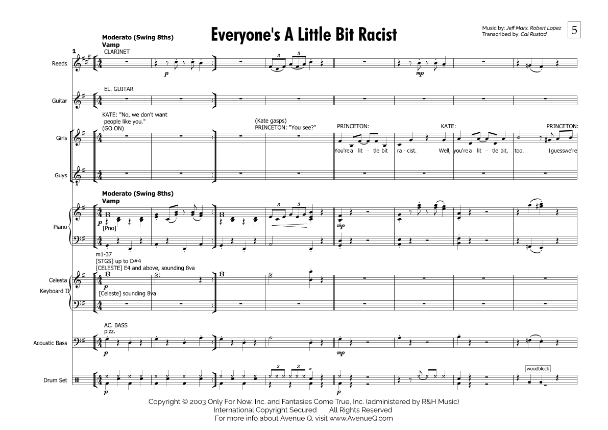 Everyone's A Little Bit Racist - Score Only (arr. Cal Rustad)