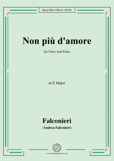 Falconieri-Non più d'amore,in E Major,for Voice and Piano (arr. MSM)