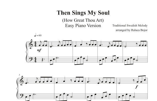Then Sings My Soul (intermediate piano arrangement) (arr. Raluca Bojor)