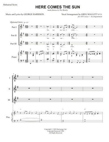 Here Comes The Sun (arr. Greg Mallett)