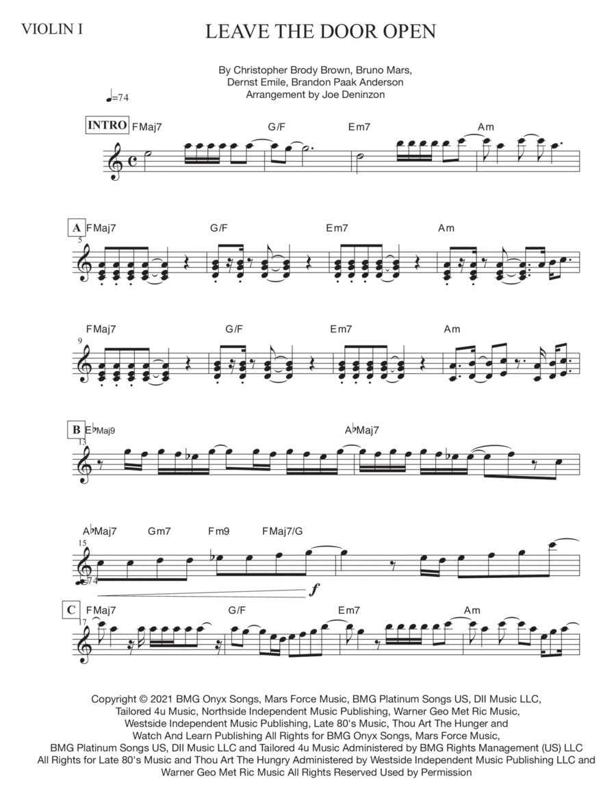 Leave The Door Open (arr. Joe Deninzon)