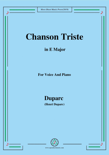 Duparc-Chanson Triste in E Major (arr. Open Cloud)
