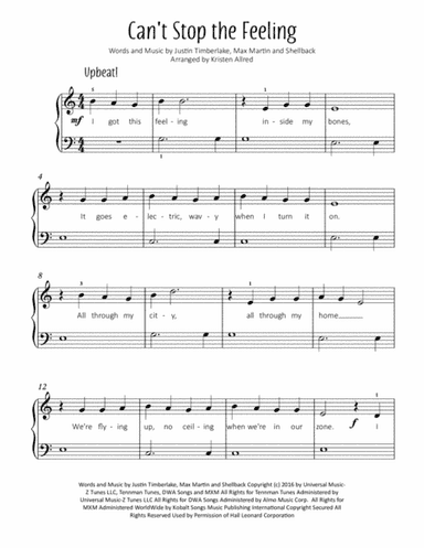 Can't Stop The Feeling  from TROLLS (arr. Kristen Allred)