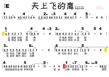 天上飞的鹰 - Score Only (arr. 林义忠牧师)