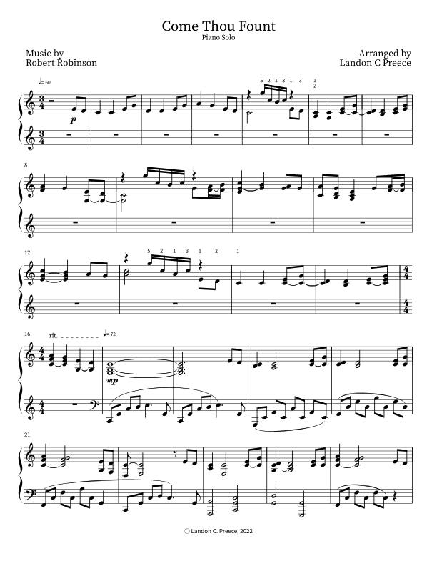Come Thou Fount (arr. Landon C Preece)