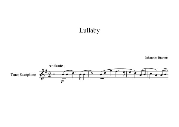 Lullaby - Johannes Brahms (Tenor Sax) (arr. Digital Book Music)