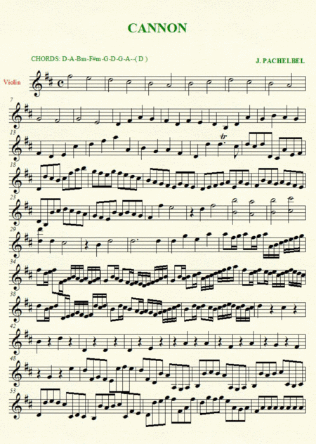 CANNON IN D - VIOLIN (arr. archecollamusic)