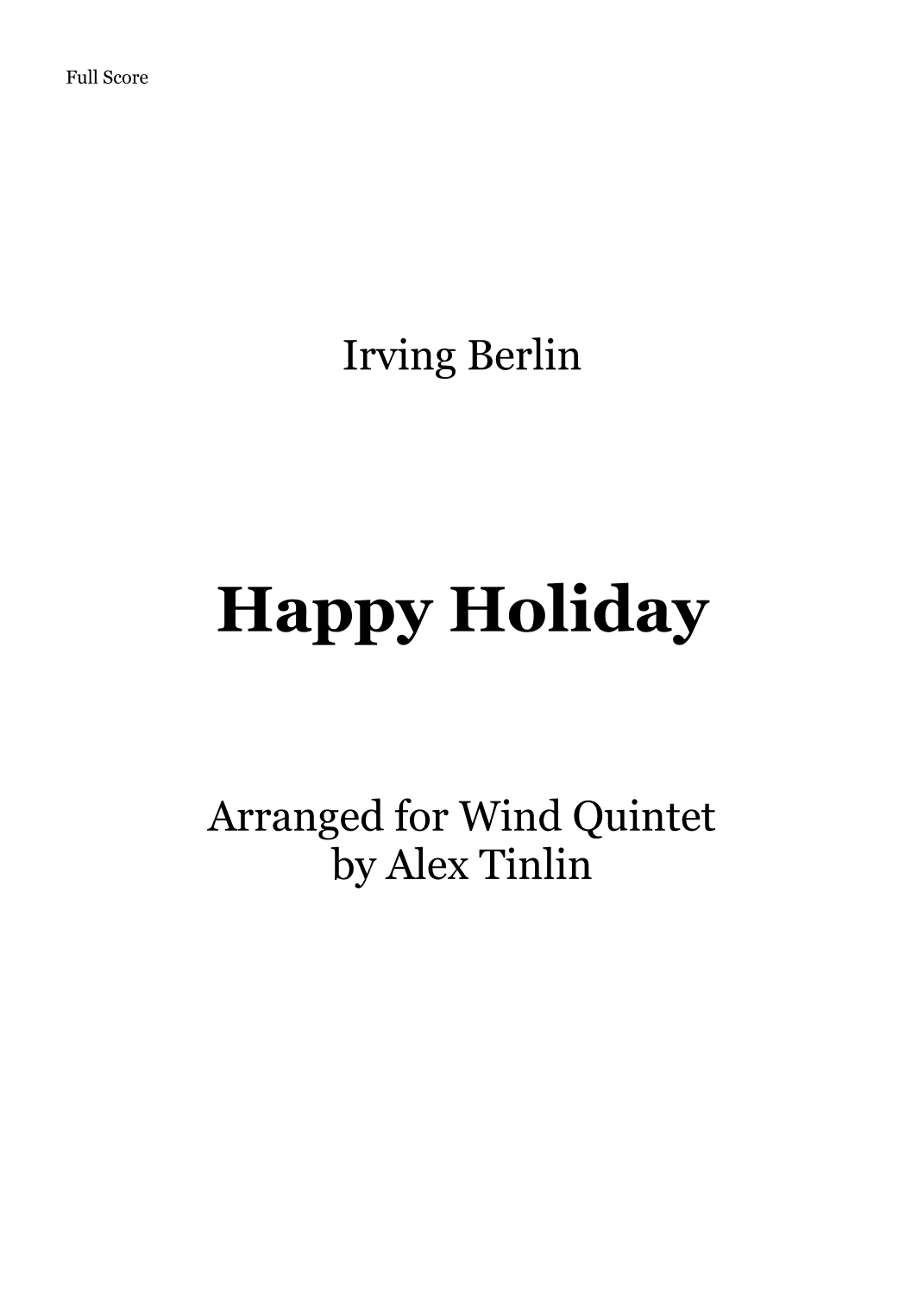 Happy Holiday (arr. Alex Tinlin)