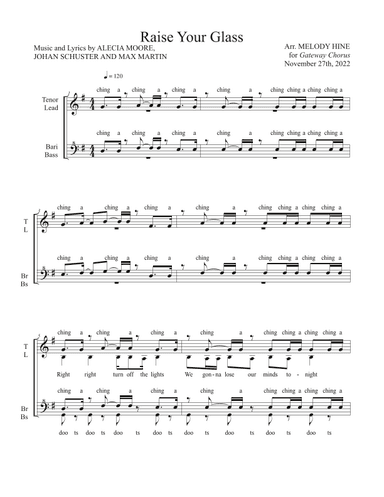 Raise Your Glass (arr. Melody Hine)