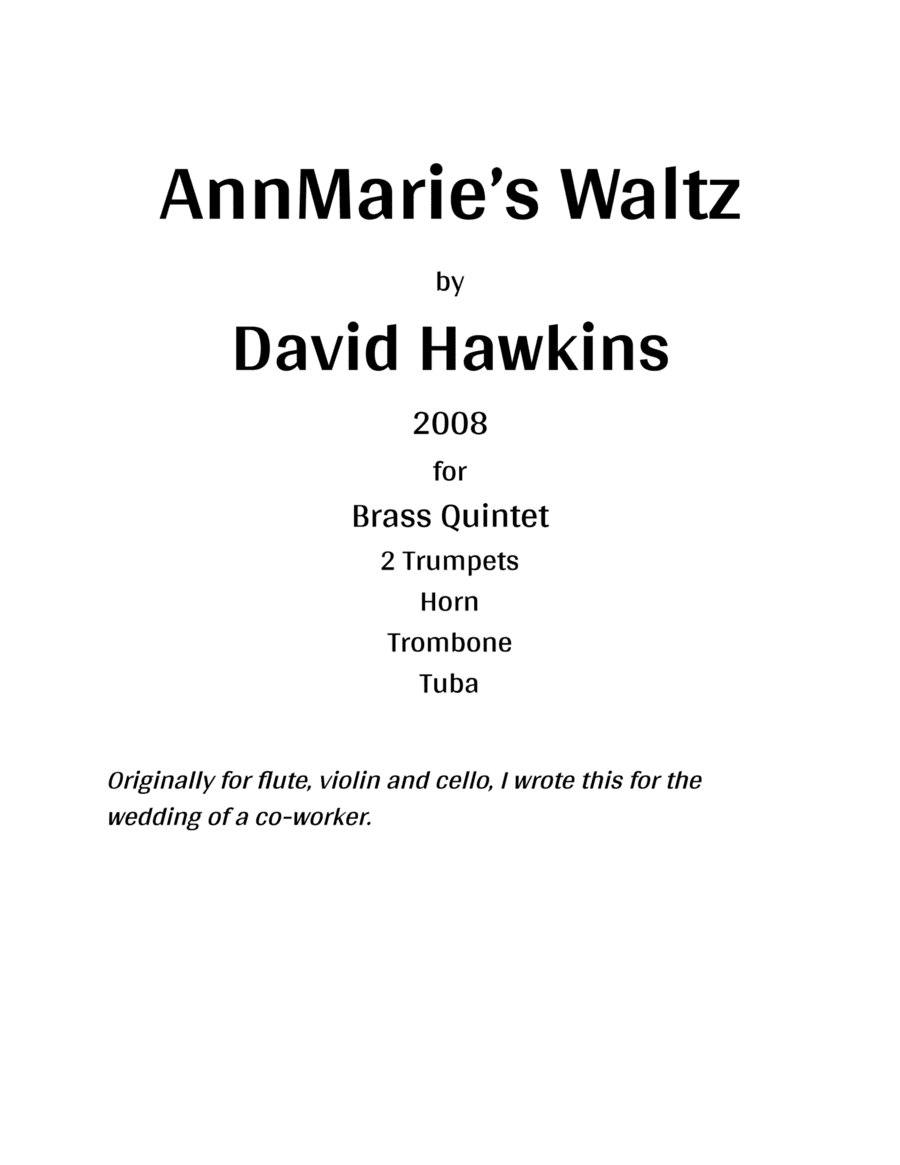 AnnMarie's Waltz (Brass Quintet)