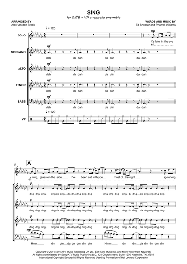Sing (arr. Alex Van den Broek)