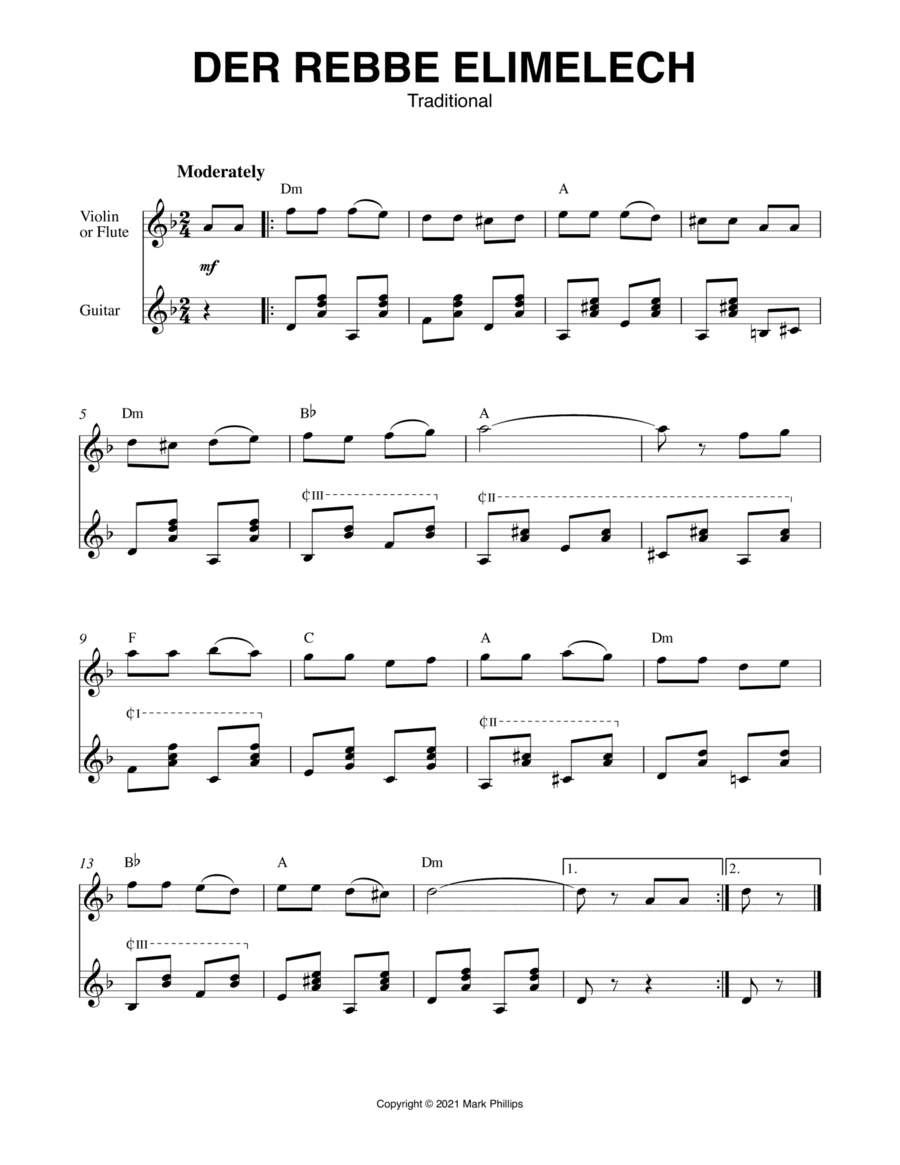 Der Rebbe Elimelech (arr. Mark Phillips)