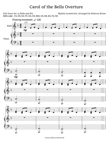 "Carol of the Bells Overture" - Score Only (arr. Rebecca Bromwell)
