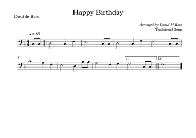 Happy Birthday to you Double Bass solo (arr. Daniel H Rosa)