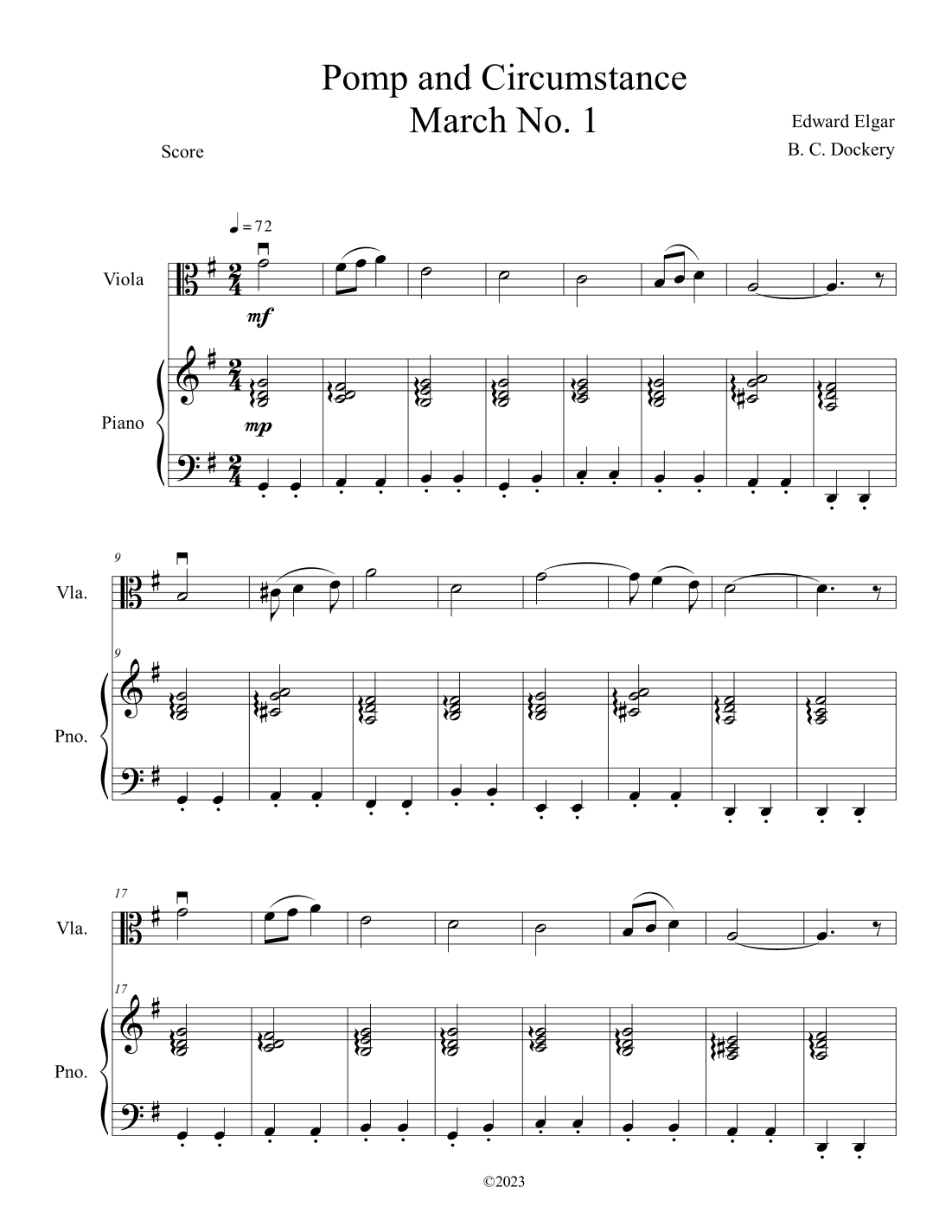 Pomp and Circumstance (Viola Solo with Piano Accompaniment) (arr. B. C. Dockery)