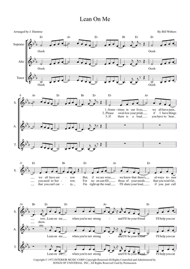 Lean On Me (arr. J. Daintree)