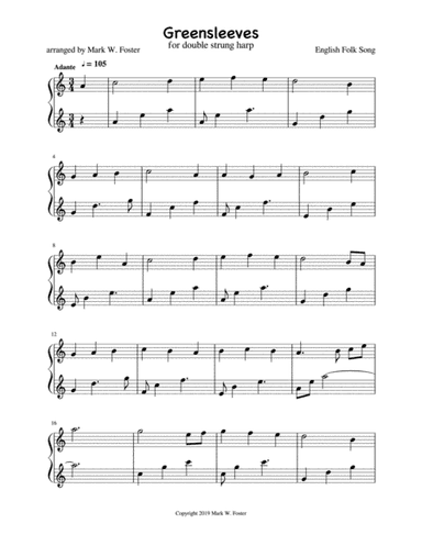 Greensleeves / What Child is This? - Arrangement for Double Strung Harp (arr. Mark W. Foster)