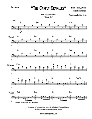 The Carpet Crawlers (arr. P Welsh)