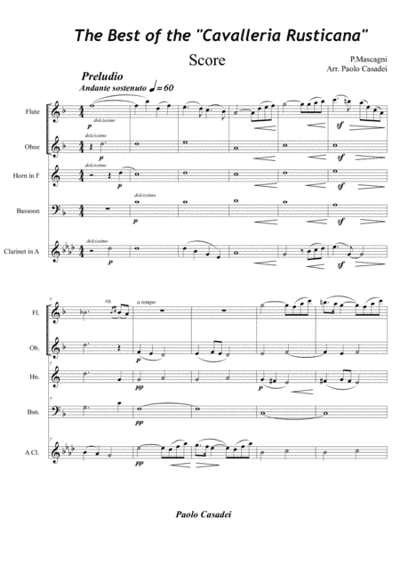 Cavalleria Rusticana per Quintetto di fiati (arr. Casadei Paolo)