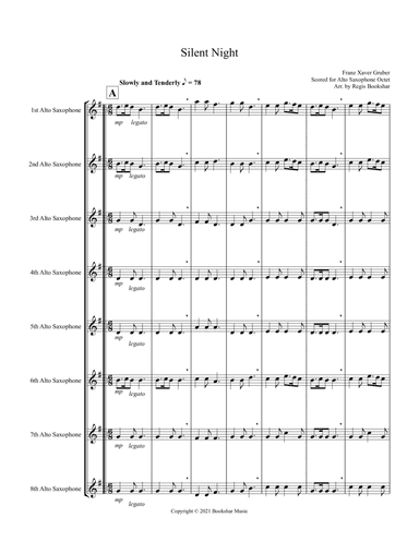 Silent Night (Bb) (Alto Saxophone Octet) (arr. Regis Bookshar)