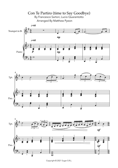 Con Te Partiro (time To Say Goodbye) (arr. Matthew pyeon)