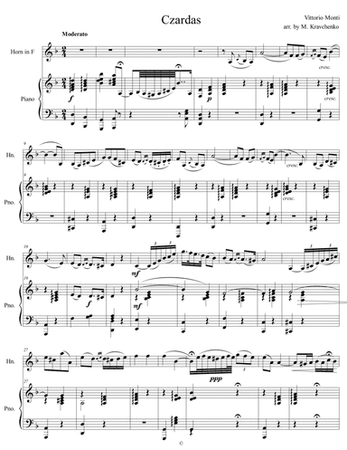 Vittorio Monti - Czardas for Horn in F and Piano (arr. Maksym Kravchenko)