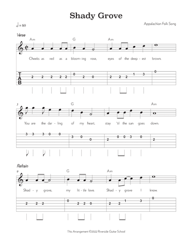 Shady Grove (arr. Riverside Guitar School)