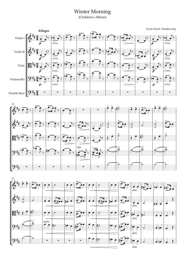 Winter Morning  (Children's Album) (arr. Y.A.)