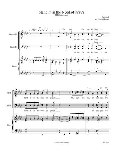Standin' in the Need of Pray'r (TTBB) (arr. Curtis Hanson)