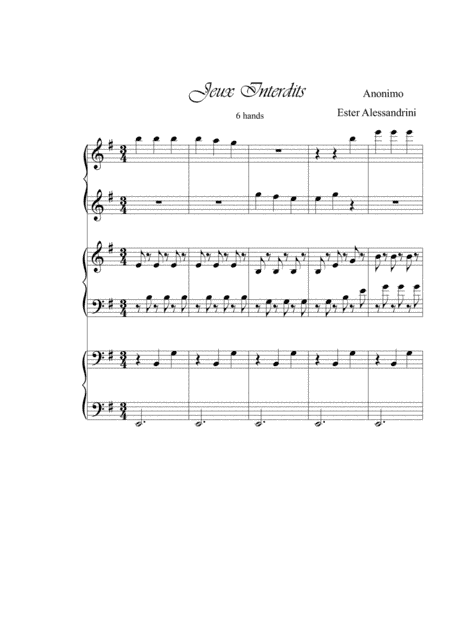 Jeux interdits. Piano 6 hands (arr. Ester Alessandrini)