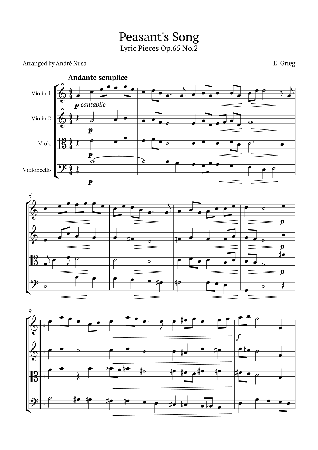 Lyric Pieces Op.65 No.2 (arr. André Nusa)