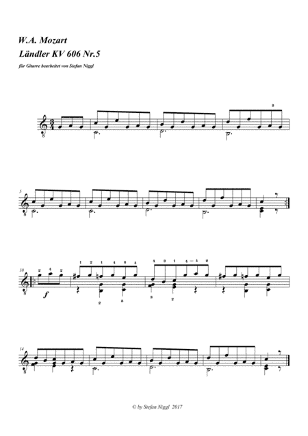 Landler KV 606 no.5 for Guitar (arr. Stefan Niggl)