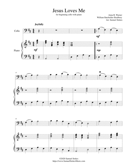 Jesus Loves Me - for beginning cello with optional piano accompaniment (arr. Samuel Stokes)