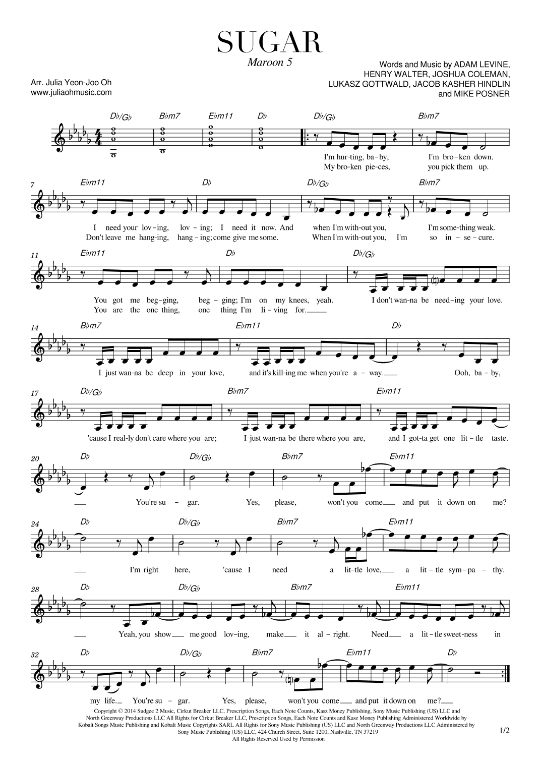 Sugar (arr. JULIA OH MUSIC | Julia Yeon-Joo Oh)