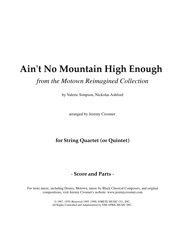 Ain't No Mountain High Enough (arr. Jeremy Crosmer)