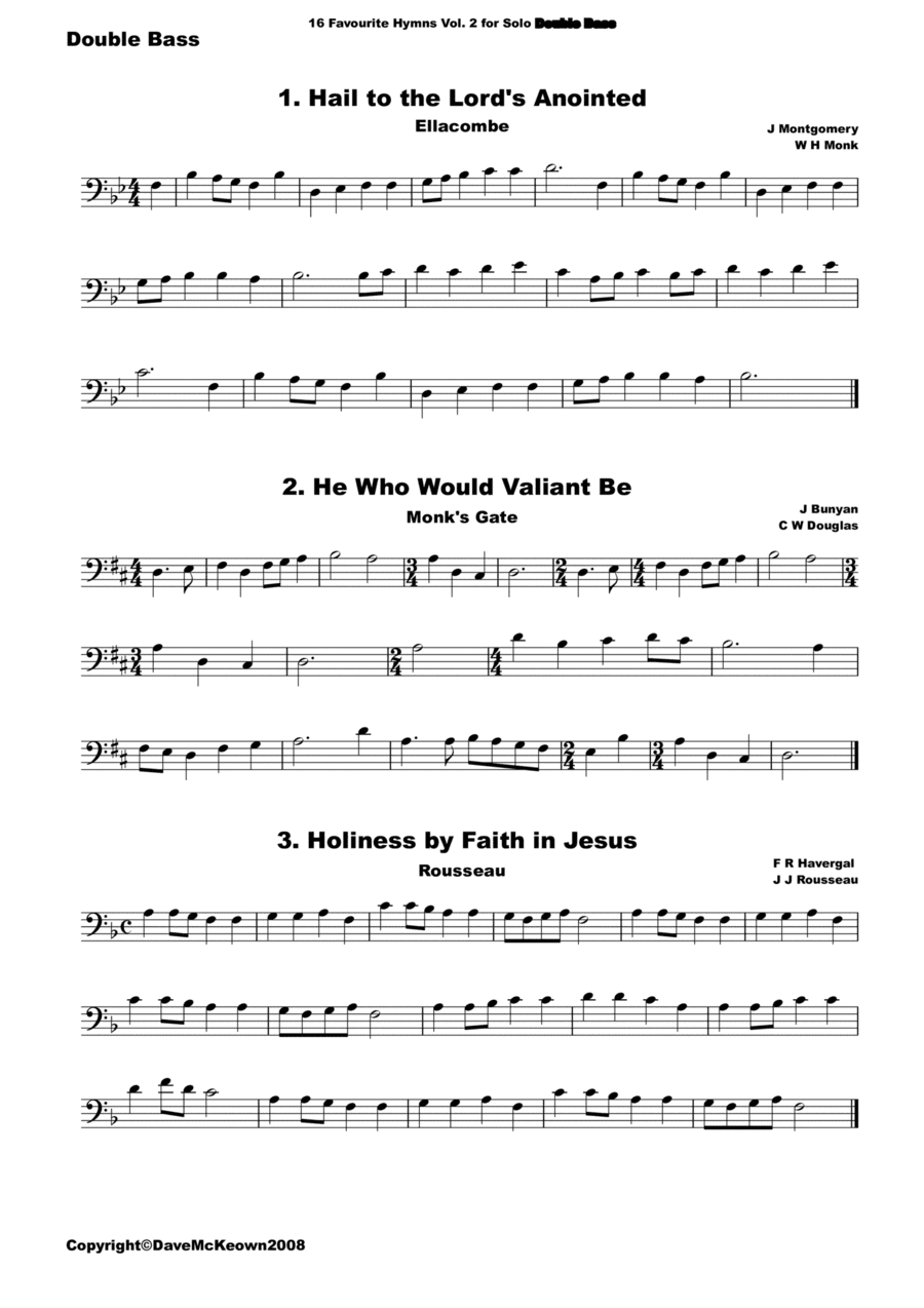 16 Favourite Hymns Vol.2 for solo Double Bass (arr. David McKeown)
