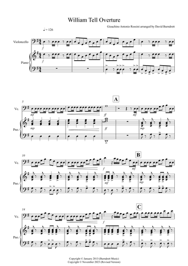 William Tell Overture for Cello and Piano (arr. David Burndrett)
