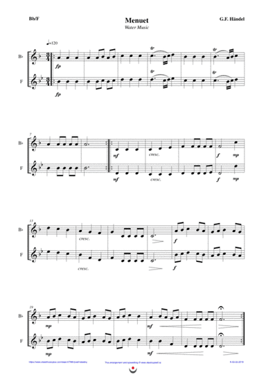 Menuet - Water Music (easy brass duet Nb. 6 -  Bb/F) (arr. Josef Štastný)