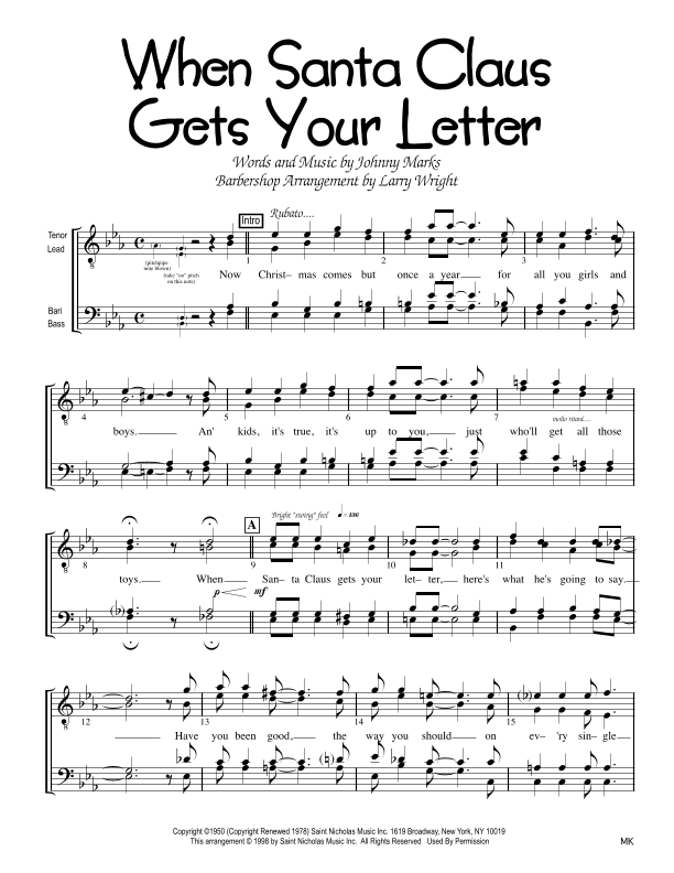 When Santa Claus Gets Your Letter (arr. Larry Wright)