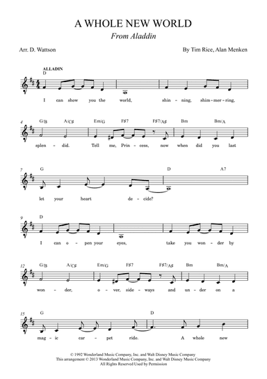 A Whole New World (arr. Douglas Wattson)
