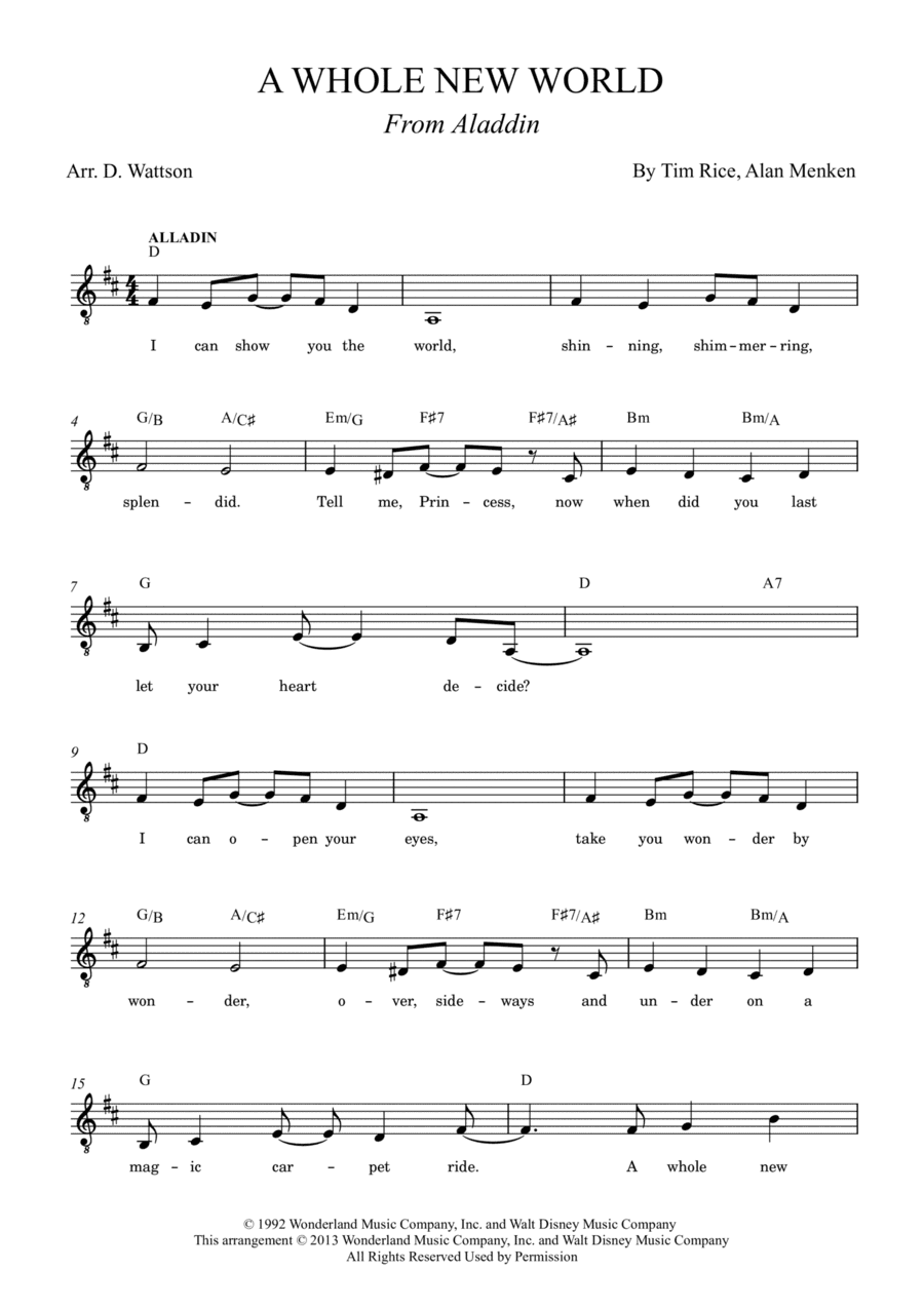 A Whole New World (arr. Douglas Wattson)