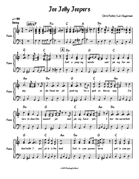 Jee Jolly Jeepers - Piano/Vocal/Guitar