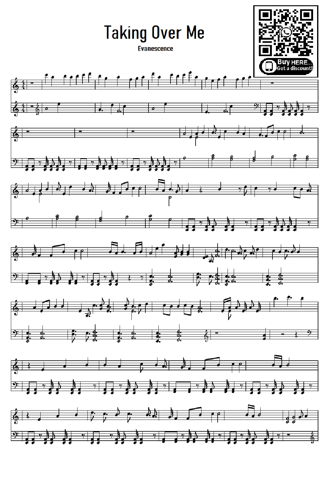 Taking Over Me (arr. Unknown)