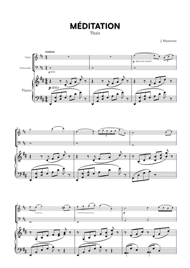 Jules Massenet - Thai¨s Meditation (for Violin, Cello and Piano) (arr. Cadenza Editions)