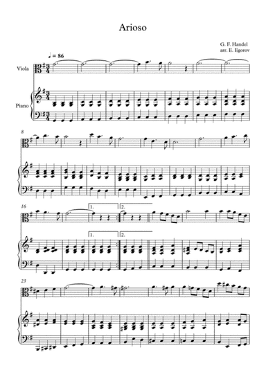 Arioso, George Frideric Handel, For Viola & Piano (arr. Eugene Egorov)